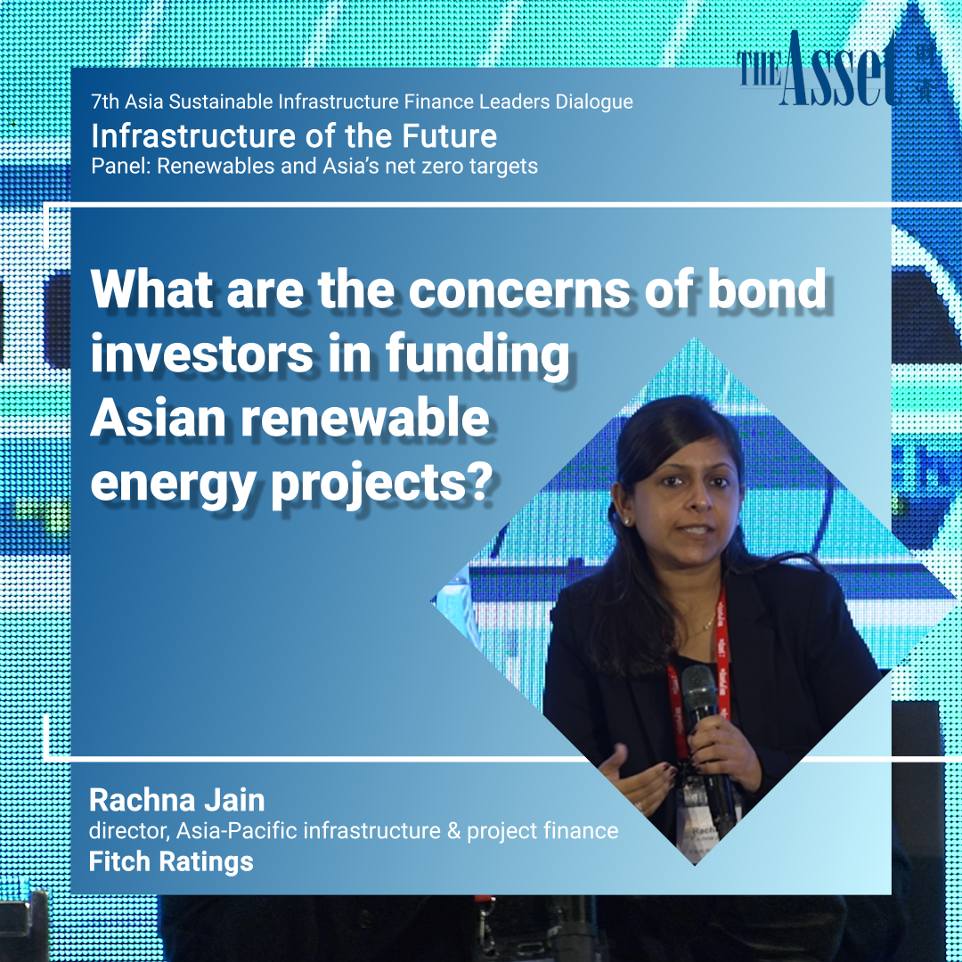 What are the concerns of bond investors in funding Asian renewable energy projects?